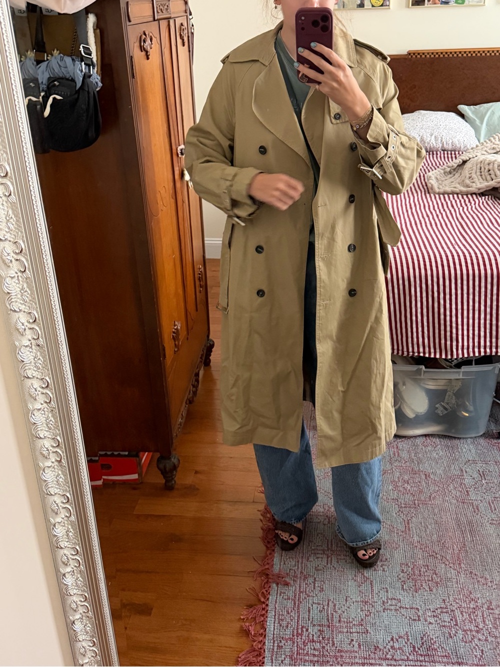 next Khaki Double-Breasted Trench Coat